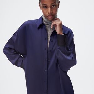 NWT Zara Blue Satin Blouse Top